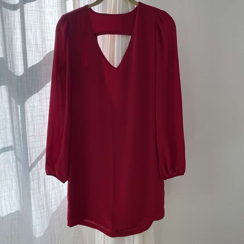 Eight Sixty Deep Red Long Sleeve Tunic Dress